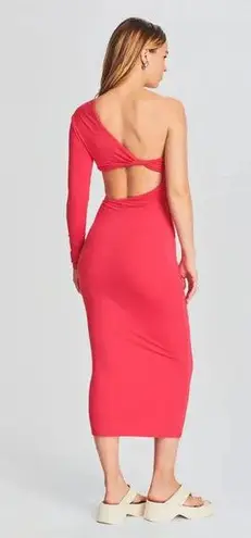Ser.O.Ya Ivana One Sleeve Midi Dress NWT Size Medium Pink
