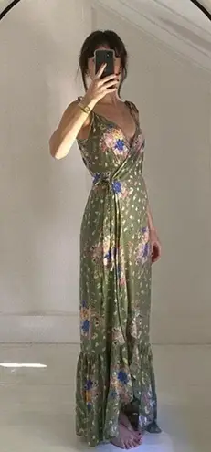 Auguste Eve Market Floral Wrap Maxi Dress in Olive Size 4 Retail $173
