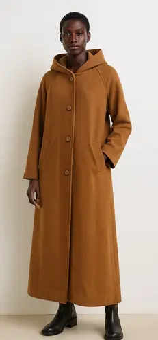 Bernardo Wool Cashmere Blend Women’s Long Hooded Coat Camel Brown Size XL