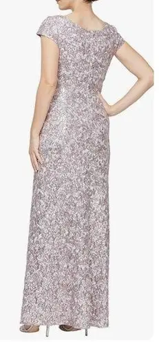 Alex Evenings NWT Women's Long Corded Lace with Surplice Neckline Mauve Size 4