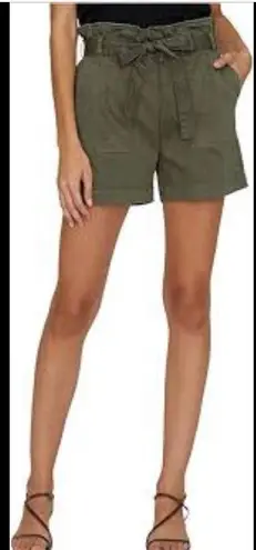 Vanilla Star army green high waisted stretch paper bag shorts with belt size 26