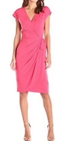 Lark & Ro Jersey Knit Ruched Wrap Dress Sz XL Girl Boss Wedding Bubblegum Pink