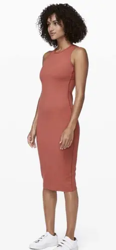 Lululemon Picnic Play Dress 2 Small BRKR Brick Rose Full On Luon Midi Fitted Red