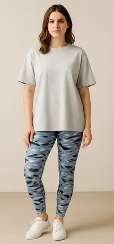 LuLaRoe  Abstract Print Blue Gray Leggings Women’s One Size Stretch