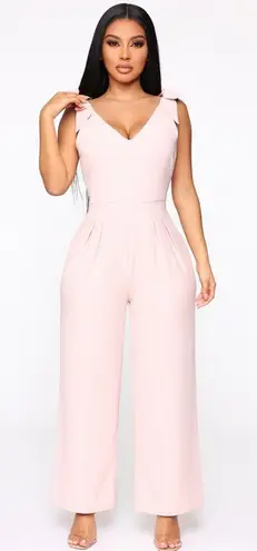 Elle Pink Sleeveless Bow Wide Leg Jumpsuit Size S