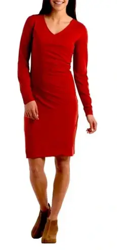 Kuhl Organic Cotton V-Neck Long Sleeve Vienna Faux Wrap Dress Dark Pink Size XL