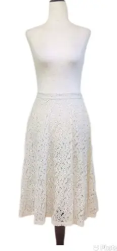 Grace Elements Ivory Cream Lace Midi Skirt A-Line Fit & Flare Size Small New