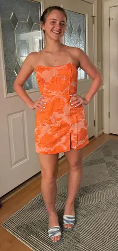 Showpo Orange Floral Homecoming Dress