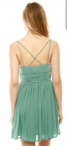 BB Dakota Dress Womens Size 4 Edie chiffon Mini fit and flare Green Pleated