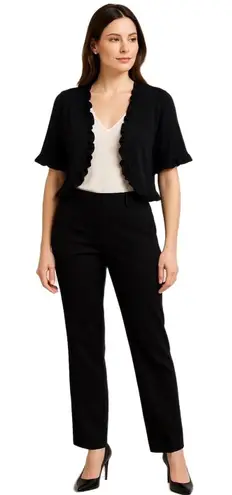 Karin Stevens KSL Black Ruffle Trim Shrug Cardigan 1X