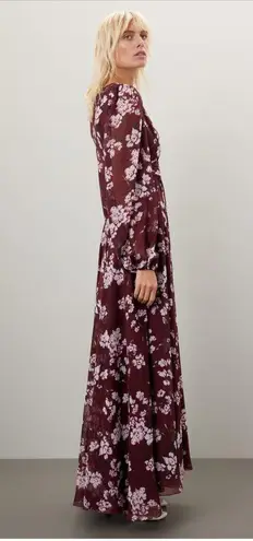 Mac Duggal Leena for Floral Chiffon Red Gown From Rent The Runway Size: XS 0