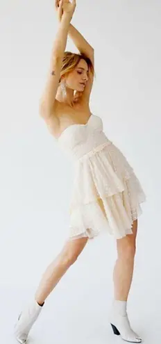 đź’•SPELL & THE GYPSY X FREE PEOPLEđź’• Mira Bustier RaRa Dress Ivory Large L NWT White
