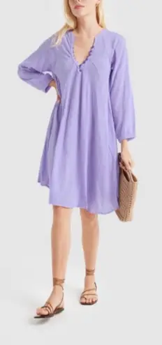 Natalie Martin Fiore Dress Long Sleeve Cotton Gauze Lilac Purple Size XS