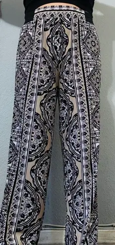 INC International Concepts Black and White Wide Leg Stretchy Boho Pants Size XL