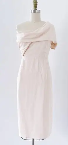 Reiss • Riana One Shoulder Bodycon Dress pink blush nude draped cocktail