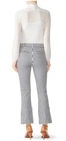 Derek Lam 10 Crosby Size 4 Striped Crop Flare Trousers Pant Work to Weekend Chic Blue