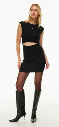 Wilfred Free Cutout Ribbed Mini Dress Black Sleeveless Bodycon Aritzia S LBD