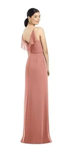 After Six  RUFFLED BACK CHIFFON DRESS WITH JEWELED SASH IN DESERT ROSE Size 2R