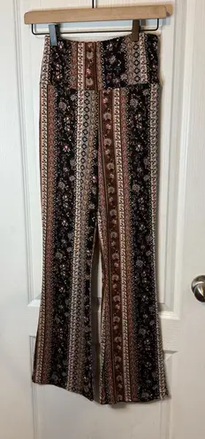Floral Striped Women's Flare Pants Black Size M