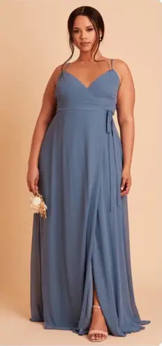 Birdy Grey Cindy Chiffon Wrap Maxi Bridesmaid Dress in Twilight Sz 2X NEW