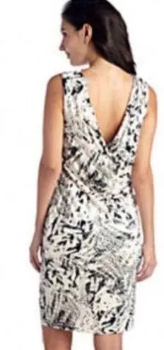 Robert Rodriguez Lydia Draped Dress Black White Print Stretch Size Large Women's