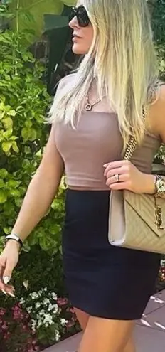 Susana Monaco Essential String Crop Top in Brown Spaghetti Strap