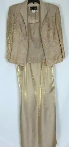 Alex Evenings  Shimmering Gold 2Pc Formal Jacket & Gown Special Event Dress 8