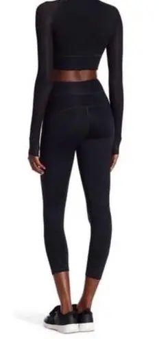 Ivy Park Mesh Panel 3/4 Capri Leggings Black Size XS Moisture Wicking Workout