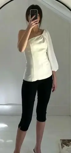 G. Label by Goop Celina One-Shoulder Puff Sleeve Top in Ivory Size 2 Retail $450