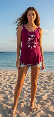 secret treasures Women's Magenta White Graphic Tank Top L