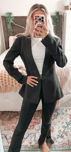 BCBGMAXAZRIA Black Blazer With White Stitching 