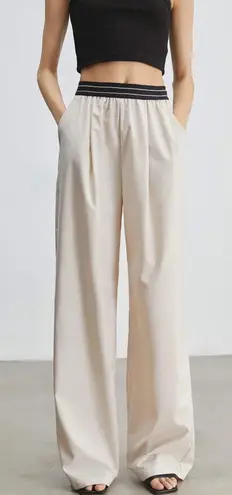 J.ING JING Tara Beige Slouchy Wide Leg Pants Size L NWT Size L