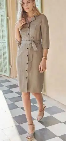 Pure Collection silk & linen shirt dress button up with tie size 8/10