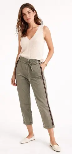 Sundry Olive Green Belted Cargo Pants Women's Size 28 Stripe Detail Cropped