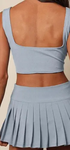 Montce x Olivia Culpo Light Denim Corset Top S Blue