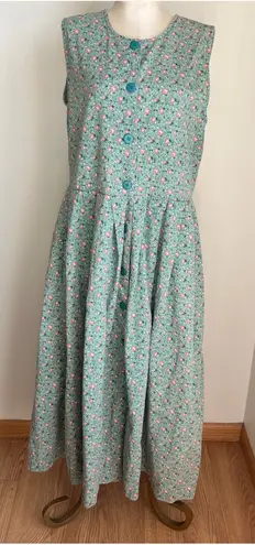 Pierre Cardin Green Floral Sleeveless Dress Medium