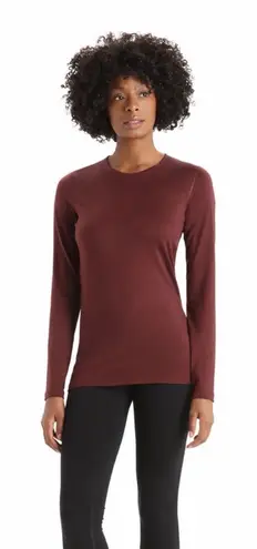 Icebreaker Womens Merino Wool 200 Longsleeve Shirt Size XL Maroon Cold FLAW Red
