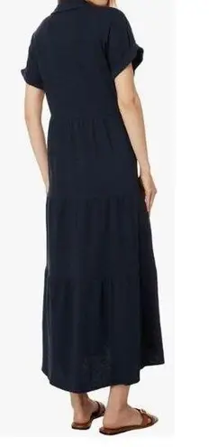 Tommy Hilfiger  Women's Black Cotton Collared Tiered Maxi Dress S