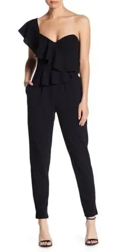 Alexia Admor Alexia Admor Synthetic One-shoulder Ruffle Jumpsuit in Black Womens Size 4 - Image 1
