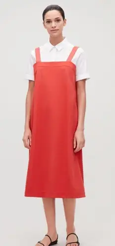 COS Apron Dress With Woven Straight Fit Square Cut Neck Straps in Red Size XS