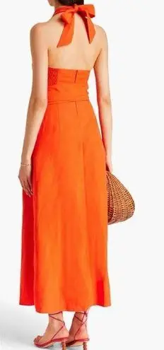 Mara Hoffman NWT Paula cutout linen-blend midi dress in orange papaya 00