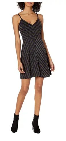 Dress the Population Dress the Population Trista Blue Gold Sparkle Dress New Size S