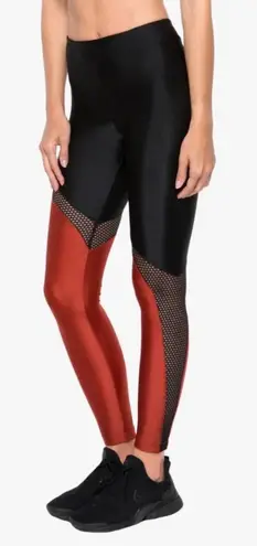 Koral  Venus High-Rise Colorblock Mesh Performance Sprint‎ Leggings Black Red S