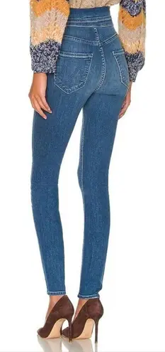 MOTHER The Triple Stack Looker High Rise Denim Blue Jeans Tie Waist, 29