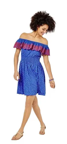 LILLY PULITZER Kalawa Off the Shoulder Borealis Blue Dress Size M NEW