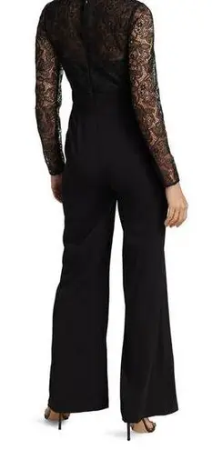 Monique Lhuillier  Lace Flare Leg One Piece Jumpsuit Black Size 2