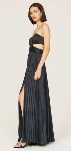 AMUR Black Satin Pleated Bustier Rib Cut