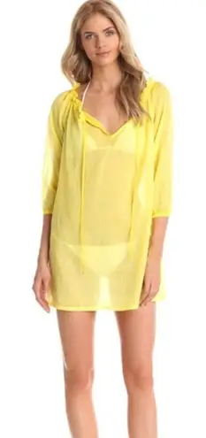 Sophia BY VIX Cover Up Womens Medium Yellow Voile Cotton Gauze Tunic Swim Beach