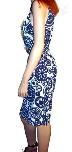 Julie Brown Navy Blue White Wrap Dress L