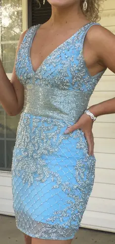 Primavera Couture Blue Hoco Dress